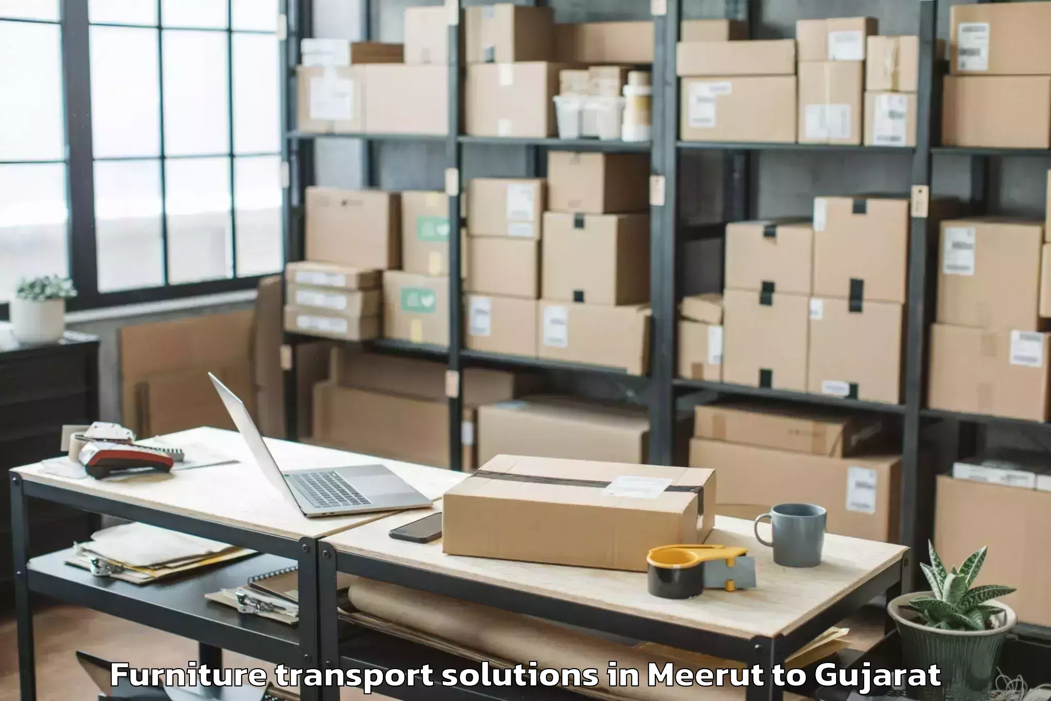 Book Meerut to Malpur Furniture Transport Solutions Online